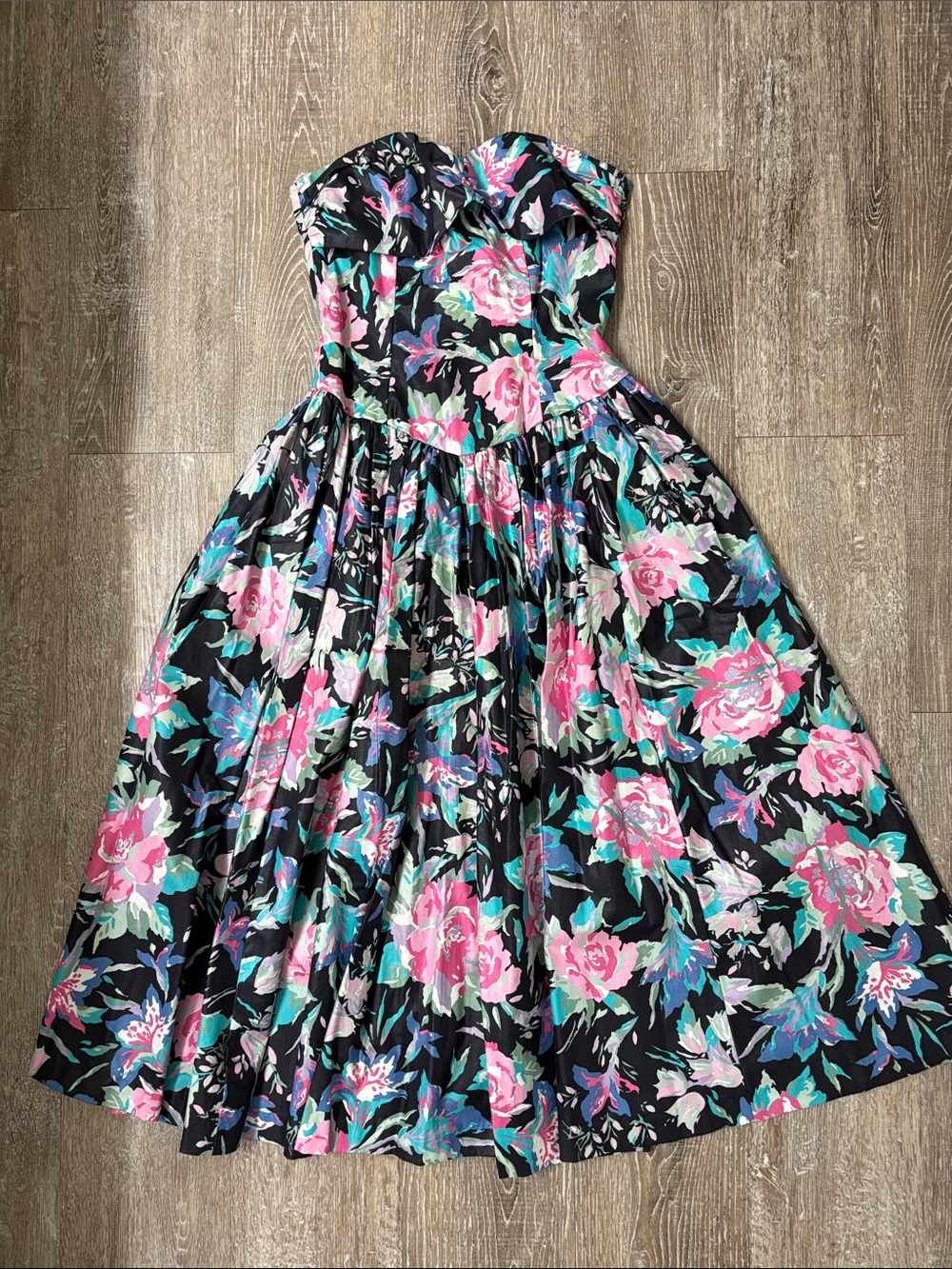 Vintage Laura Ashley Strapless Floral Dress